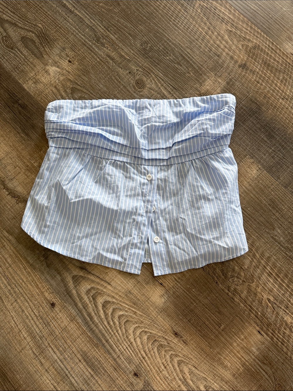 Forever 21 Light Blue Pinstripe Strapless Tank